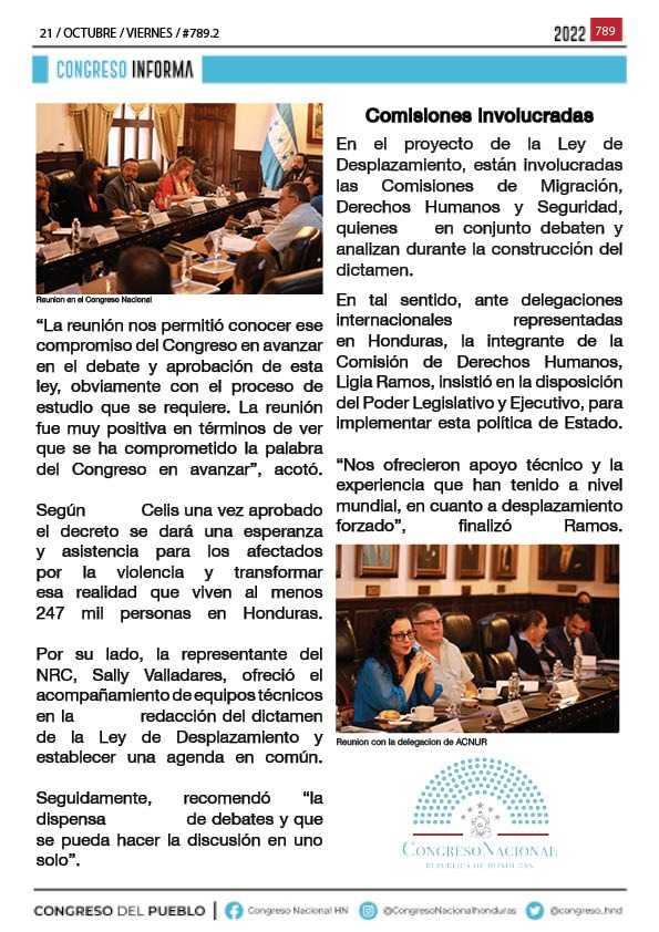 Presidente Luis Redondo y representantes de Naciones Unidas analizaron iniciativa de Ley de Desplazados